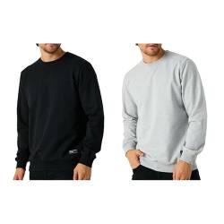 COMEOR Sweatshirt Herren Pullover Ohne Kapuze (2 Pack Schwarz/Hellgrau M) von COMEOR