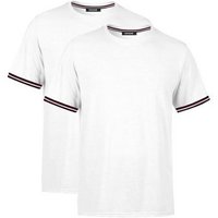 COMEOR T-Shirt Basic Herren Kurzarm Rundhalls (Packung, 2-tlg) mit gestreiften Ärmel Bündchen von COMEOR