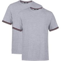 COMEOR T-Shirt Basic Herren Kurzarm Rundhalls (Packung, 2-tlg) mit gestreiften Ärmel Bündchen von COMEOR