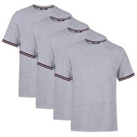 COMEOR T-Shirt Basic Herren Kurzarm Rundhalls (Packung, 4-tlg) mit gestreiften Ärmel Bündchen von COMEOR