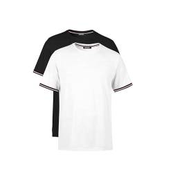 COMEOR T Shirt Herren Kurzarm Elegant Baumwolle Sport Männer Rundhals 2-3-4 Pack, Stylischer Streifen am Ärmel, Schwarz/Weiß von COMEOR