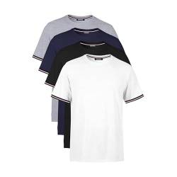 COMEOR T Shirt Herren Kurzarm Elegant Baumwolle Sport Männer Rundhals 2-3-4 Pack, Stylischer Streifen am Ärmel,4 Farben von COMEOR
