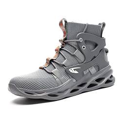 COMFOX Sicherheitsschuhe High Top Stahlkappe Sneaker Leicht Atmungsaktiv Arbeitsschuhe Sneaker zum Schutz Anti-Rutsch-Stiefel für Herren Damen(EU 40) von COMFOX
