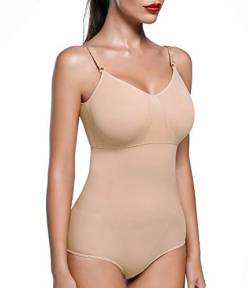 COMFREE Figurformender Body Shaper Shapewear Miederbody Stark Formend Figurformend Shaping Bodysuit Damen Nahtlos Beige M von COMFREE