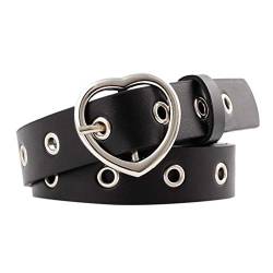 COMIOR Gürtel Damen Lederband Modern Leder Belt Outdoor Fitness Camping Geschenke Deko Vintage Einfarbig Waistband Mit Gürtelschnalle Lieben Herzförmig Schnalle Retro Band Für Jeans Hosen Kleid von COMIOR