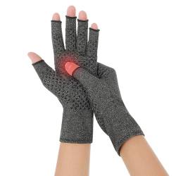 COMNICO 1 Paar Arthritis-Handschuhe, Kompressions-Spandex-Orthopädische Bandage Strukturierte Fingerlose Klebehandschuhe Rutschfeste offene Finger-Handhandschuhe für Männer und Frauen (M) von COMNICO