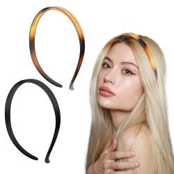 COMNICO 2 Stück Flex Stirnbänder ohne Druck für Frauen Kunststoff Zahnkamm Rutschfest Dünne Haarbänder Bequem Ohne Kopfschmerzen Haar Accessoires für Brillenträger von COMNICO