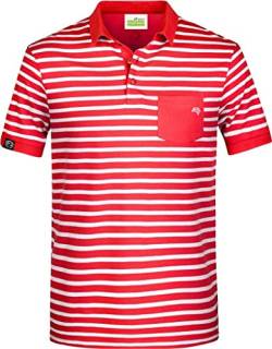 COMPANIEER JAN 8030 Bio Baumwolle Streifen Polo Shirt Herren Organic Rot/Weiß Cotton Männer Größe 3XL- MIT Brustlogo von COMPANIEER