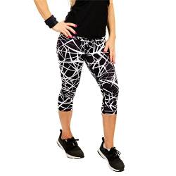 COMPRESSIONZ Kompressions-Capri-Leggings für Damen – Yoga-Caprihose, Laufhose, Fitnesshose, Tangled White, L von COMPRESSIONZ