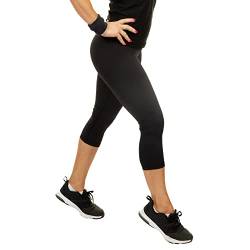 CompressionZ Kompressions-Capri-Leggings für Frauen – Yoga-Caprihose, Laufhose, Fitnesshose - Schwarz - Groß von COMPRESSIONZ