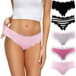 COMSOFT Baumwolle Unterwäsche Damen Höschen Sanft Spitze Hipster Slip Mehrfarbig (Mehrfarbig Briefs I, S) von COMSOFT