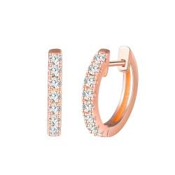 CONILOK Ohrringe Silber 925 Creolen Damen Ohrringe 10mm Ohringe Klein Zirkonia Ohrring Rosegold Ohrschmuck Geschenk für Frauen Freundin Teenager Mädchen Geburtstag Muttertag Hochzeit Weihnachtstag von CONILOK