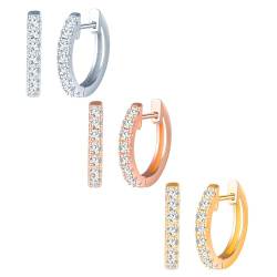 CONILOK Ohrringe Silber 925 Creolen Damen Ohrringe 14mm Ohringe Groß Zirkonia Ohrring Silber/Rosegold/Gold Geschenk für Sie Frauen Freundin Frau Teenager Mädchen Geburtstag Muttertag Weihnachtstag von CONILOK