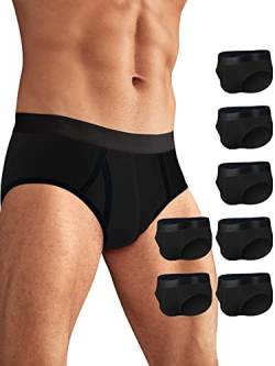 CONKEND Herren-Unterwäsche, Slip, Bambus-Viskose, Slip für Herren, weich, atmungsaktiv, bequem, U-Beutel, Multipack, G: Bamboo Black 6 Pack (Fliegen), X-Large von CONKEND