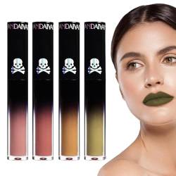 Matter Lippenstift für Frauen - Dark Shades Lippenstiftfleck | 4-teiliges flüssiges Lipcolor-Make-up, hochpigmentierte Antihaft-Becherfarbe, Make-up-Geschenk-Lipgloss-Set für Mädchen und Frauen Coobaa von COOBAA