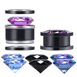 COEAR DIY Messgeräte für Ohren, Edelstahl Schraube zurück Tunnel Ohrringe, Mix Crystal Gem Farbe Plugs Expander. von COOEAR