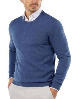 COOFANDY Feinstrick Pullover Herren mit Rundhalsausschnitt Slim Fit Leichter Sweatshirts Herren Slim Fit Strickpullover Winterpullover Navyblau M von COOFANDY