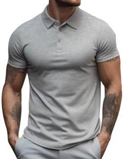 COOFANDY Herren Basic Poloshirt Herren Kurzarm Hemd T-Shirt Sommer Polohemd Grau XL von COOFANDY