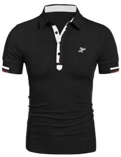 COOFANDY Herren Basic Poloshirt Slim Fit Solid Polo Casual Polo-Shirt für Sport Freizeit Golf Polo (Schwarz XL) von COOFANDY