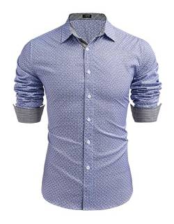 COOFANDY Herren Business Hemd Langarm Hemden Casual Regular Fit Freizeithemd Herrenhemd Modern PAT3 XXL von COOFANDY
