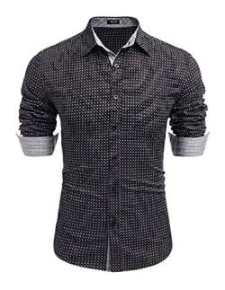 COOFANDY Herren Casual Hemd Regular Fit Langarm Businesshemd Freizeithemd Herrenhemd Klassisch PAT7 XL von COOFANDY