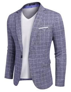 COOFANDY Herren Casual Karierter Sakko Sportlich Business Blazer Jacken, Blau kariert, Gr. 3XL Karierter Blazer - Blau 3XL von COOFANDY