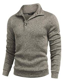 COOFANDY Herren Casual Slim Fit Pullover Sweater Strick Thermo-Sweatshirt, Khaki, L von COOFANDY