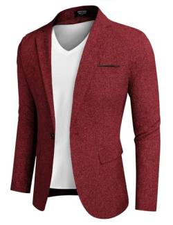 COOFANDY Herren Casual Sport Mäntel Kleid Blazer Stilvolle Leichte Anzugjacken, 2 - Weinrot, M von COOFANDY