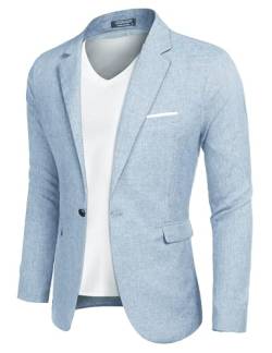 COOFANDY Herren Casual Sport Mäntel Leichte Anzug Blazer Jacken Ein-Knopf, dusty blue, L von COOFANDY