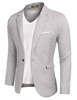 COOFANDY Herren Casual Sport Mäntel Leichte Anzug Blazer Jacken Ein Knopf, hellgrau, XXXL von COOFANDY