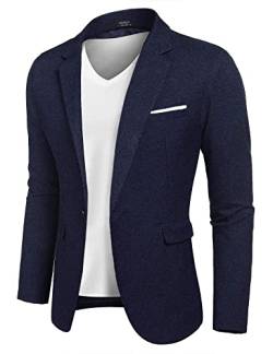 COOFANDY Herren Casual Sport Mäntel Leichte Anzug Blazer Jacken Ein Knopf, marineblau, L von COOFANDY