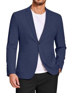 COOFANDY Herren Casual Sport Mantel Regular Fit Leichte Leinen Blazer Jacke Stilvolle Ein-Knopf Anzugjacken, marineblau, 3XL von COOFANDY