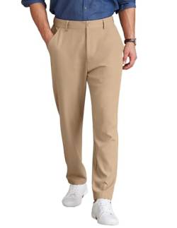 COOFANDY Herren Chino Hosen Regular Fit Elastische Taille Basic Flache Front Kordelzug Casual Hosen, Khaki, 3XL von COOFANDY