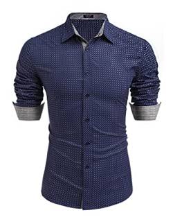 COOFANDY Herren Freizeithemd Langarm Hemden Modern Fit Businesshemd Männer Printed Oberhemd mit Muster PAT6 XL von COOFANDY