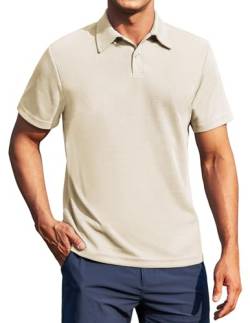 COOFANDY Herren Golf Shirts Männer Poloshirt Kurzarm Polo Shirt Hemd Waffel T-Shirt Sport Regular Fit Sommer Creme XL von COOFANDY