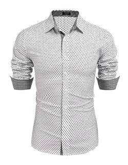 COOFANDY Herren Hemd Businesshemd Slim Fit Langarm Freizeithemd Casual Herrenhemd Modern PAT4 S von COOFANDY