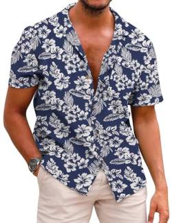 COOFANDY Herren Hemd Kurzarm Sommer Funky Hawaiihemd Kurzarm Urlaub Bedruckter Strand Männer Hawaii Hemden von COOFANDY
