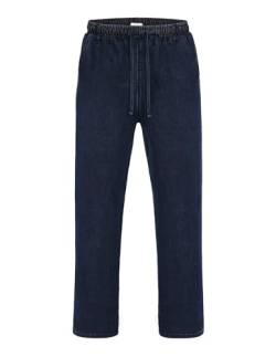 COOFANDY Herren Jeans Stretch Schlupfhose Schlupfjeans Gummizughosen aus Baumwolle Männer-Hose mit Elastische Bund Marineblau L von COOFANDY