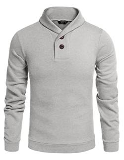 COOFANDY Herren Mode Schalkragen Pullover Casual Langarm Strickpullover - Grau - XX-Large von COOFANDY