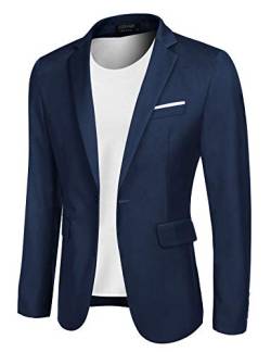 COOFANDY Herren Modern Sakko Sportlich Regular Fit Anzugjacke Casual Feierlichkeiten Blazer Blau XS von COOFANDY