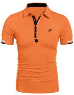 COOFANDY Herren Polohemd Kurzarm Stickerei Poloshirt T-Shirt leichtes Polo Hemd Männer Alpha Shirts Golf Hemden (Safrangelb L) von COOFANDY