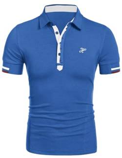 COOFANDY Herren Poloshirt Kurzarm Slim Fit Fashion Basic Polo Sommer Atmungsaktiv Polo Tops (Blau XXL) von COOFANDY
