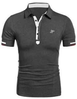 COOFANDY Herren Poloshirt Kurzarm Stickerei Polo Shirt Herrenmode Alpha Männer Sport T-Shirt Übergröße Polohemd Golf Shirts (Dunkelgrau 3XL) von COOFANDY