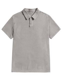 COOFANDY Herren Poloshirt Männer Sport T-Shirt Polo Shirt Kurzarm Waffel Leichtes Sommerhemd Basic Golf Lightgrau M von COOFANDY