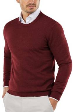COOFANDY Herren Pullover mit Rundhalsausschnitt Slim Fit Leichte Sweatshirts Strickpullover für Casual oder Dressy Wear Weinrot S von COOFANDY