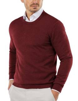 COOFANDY Herren Pullover mit Rundhalsausschnitt Slim Fit Leichte Sweatshirts Strickpullover für Casual oder Dressy Wear Weinrot XXL von COOFANDY