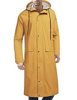 COOFANDY Herren Regenjacke mit Kapuze Wasserdicht Leicht Active Lang Regenmantel, gelb, XL von COOFANDY