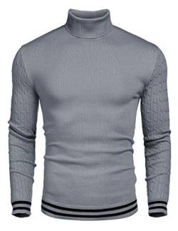 COOFANDY Herren Rollkragen Pullover Regualr Fit Knit Sweater Gerippt Basic Unter Langarmshirt für Männer Grau S von COOFANDY