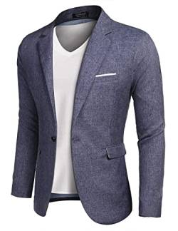 COOFANDY Herren Sakko Regular Fit Blazer Leicht Anzugjacke Elegant Männer Jacke Business Jackett Hochzeit Blau XL von COOFANDY