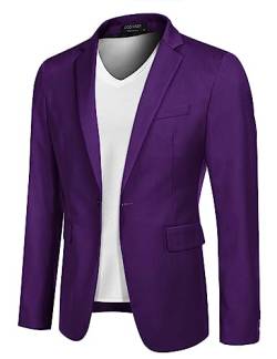 COOFANDY Herren Sakko Sportlich Freizeit Blazer Regular Fit Business Anzugjacke Anzug Lässig Modern Klassischer Jackett für Männer Lila S von COOFANDY